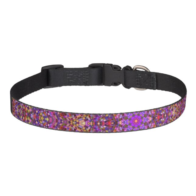Vintage Purple Tile Pattern Kaleidoscope Pet Collar (Front)