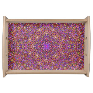 Vintage Purple Tile Pattern Kaleidoscope Serving Tray