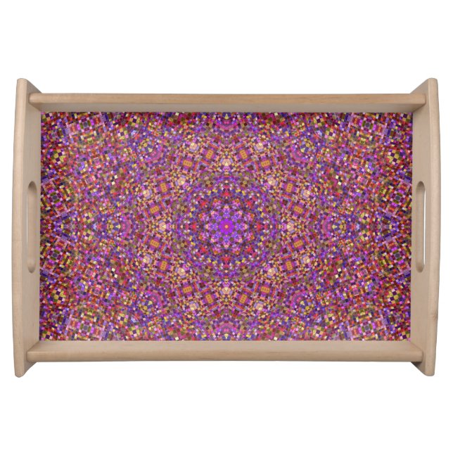 Vintage Purple Tile Pattern Kaleidoscope Serving Tray (Front)