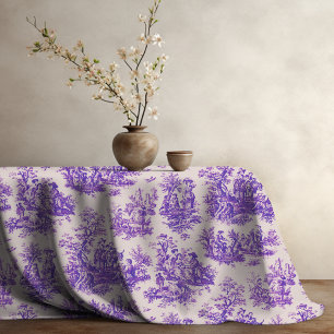 Vintage Purple Toile de Jouy Monogram Tablecloth