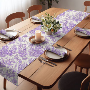 Vintage purple toile de jouy Printed Short Table Runner