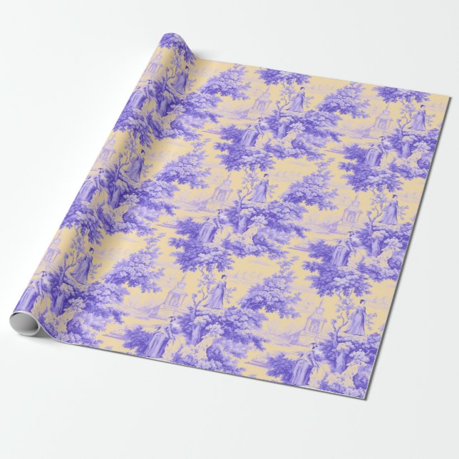 Vintage purple toile de joy wrapping paper (Unrolled)