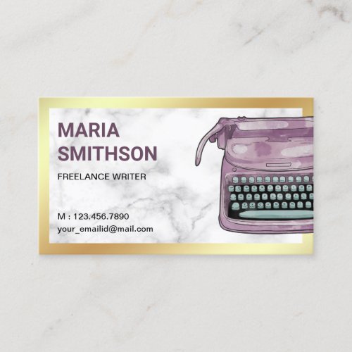 Vintage Purple Typewriter QR Code Writer Author Business Card