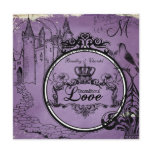 Vintage Purple Unconditional Love Wedding Invite