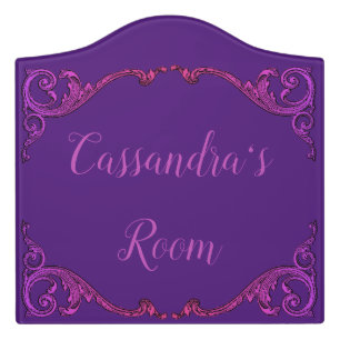 Vintage Purple Victorian Ornament Door Sign