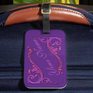 Vintage Purple Victorian Ornament  Luggage Tag