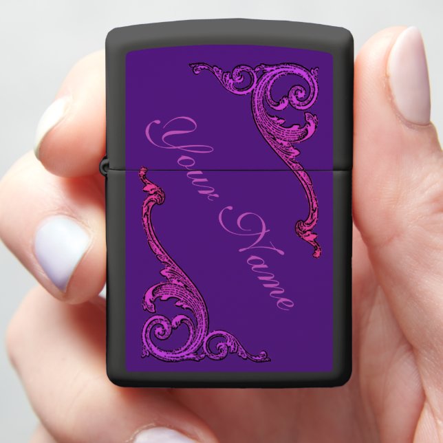 Vintage Purple Victorian Ornament    Zippo Lighter (In Hand)
