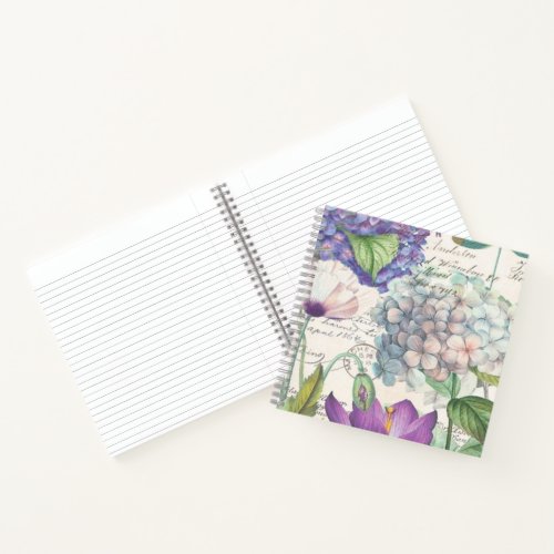 Vintage Purple Watercolor Hydrangea Notebook