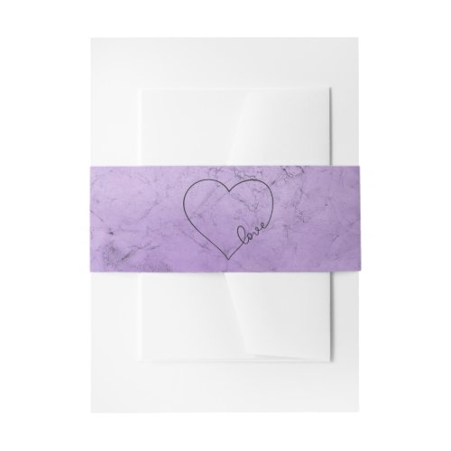 Vintage Purple Wedding Heart Love Lavender Grunge Invitation Belly Band