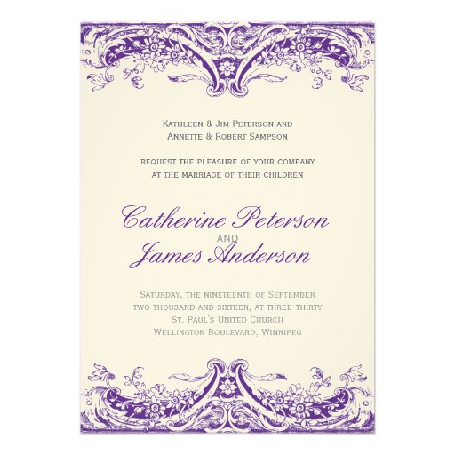 Vintage Purple Wedding Invitations 4