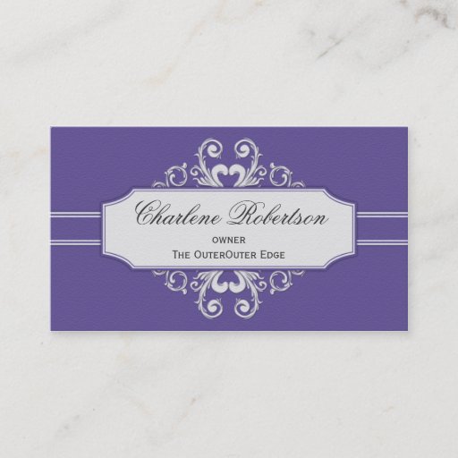 Customizable Vintage Purple White Swirls Business Card Templates