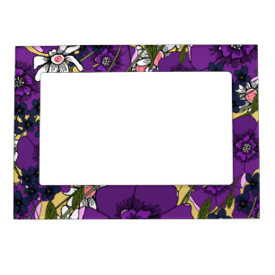 Vintage Purple Wildflowers Magnetic Frame