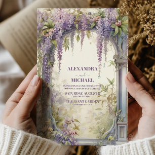 Vintage Purple Wisteria Art Nouveau Wedding Invitation
