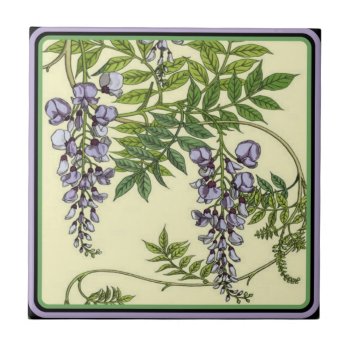 Vintage Purple Wisteria Tile by MagnoliaVintage at Zazzle