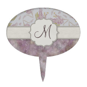 Vintage Purple Wisteria with Monogram Cake Topper