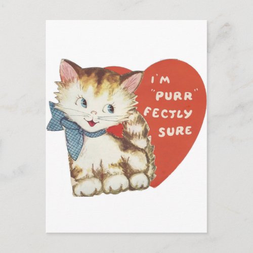 Vintage Purrfectly Kitty Valentine Holiday Postcard