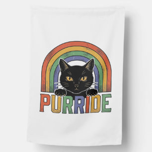 Vintage Purride Black Cat Rainbow Shirt Design_1 House Flag