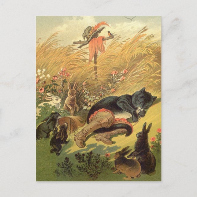 Vintage Puss in Boots Cat, Victorian Fairy Tales Postcard (Front)