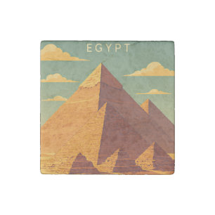 Vintage Pyramids of Giza – Retro Egypt Travel Stone Magnet