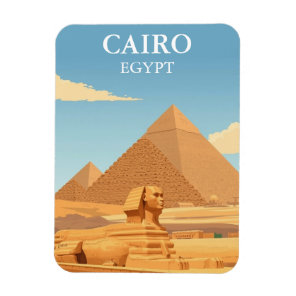 Vintage Pyramids & Sphinx Cairo Egypt Travel Magnet