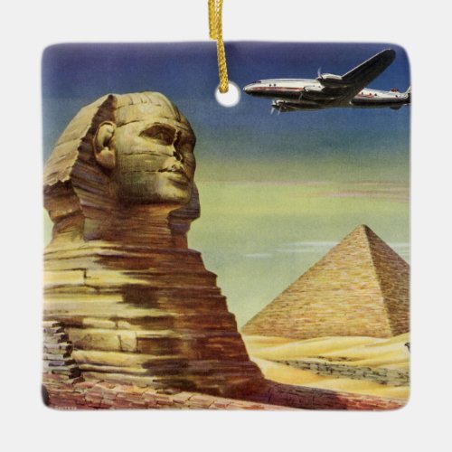 Vintage Pyramids the Great Sphinx of Giza Egypt Ceramic Ornament