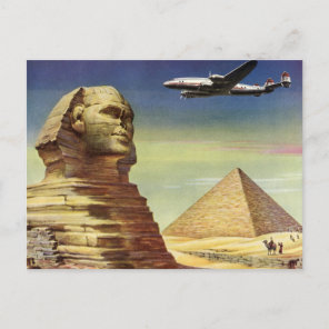 Vintage Pyramids, the Great Sphinx of Giza, Egypt Postcard