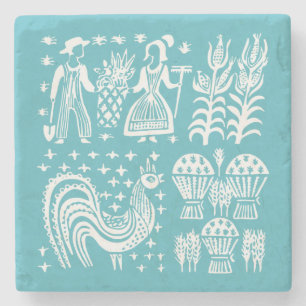 Vintage Pyrex Pattern - Butterprint (Amish Farmer) Stone Coaster