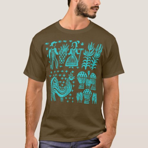 Vintage Pyrex Pattern ButterTurquoise Blue T_Shirt