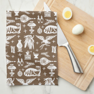 Vintage Pyrex Pattern - Early American Cat (White) Kitchen Towel