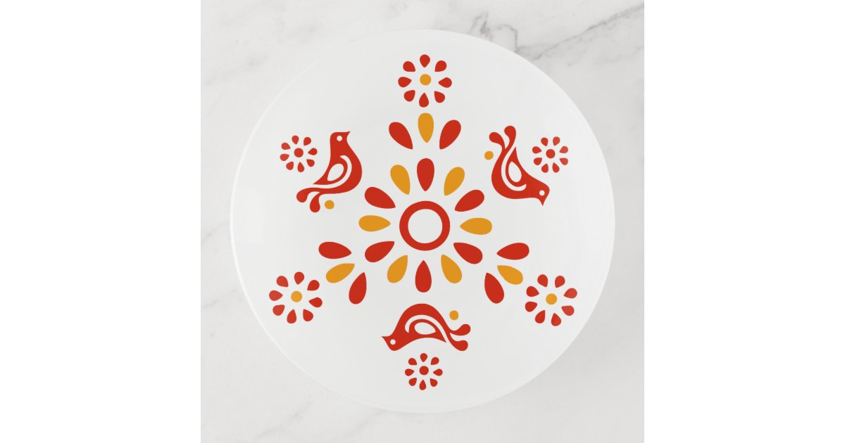 Vintage Pyrex Pattern - Friendship Red Birds Trinket Tray | Zazzle