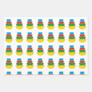 Vintage Pyrex Wrapping Paper Primary Colors Mixing