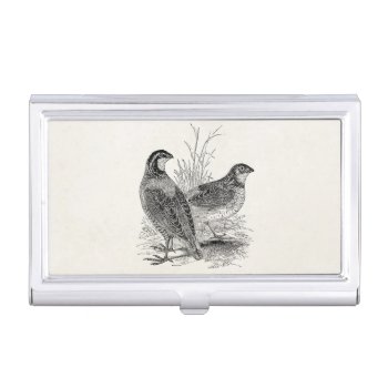 Vintage Quail Birds - Personalized Retro Game Bird Business Card Case by SilverSpiral at Zazzle