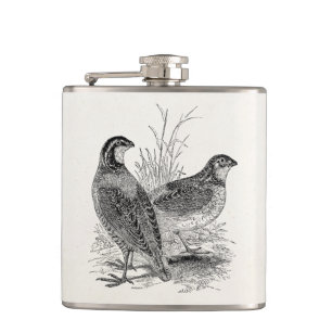 Vintage Quail Birds - Personalized Retro Game Bird Flask