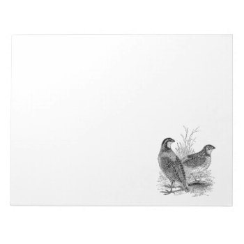 Vintage Quail Birds - Personalized Retro Game Bird Notepad by SilverSpiral at Zazzle