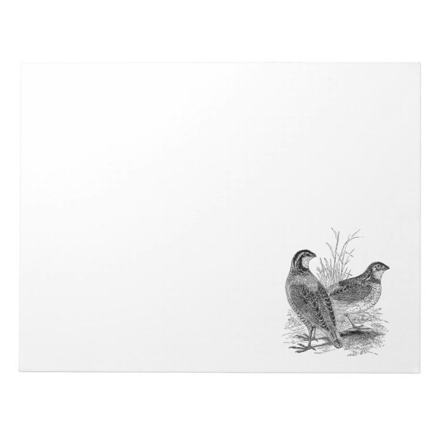 Vintage Quail Birds - Personalized Retro Game Bird Notepad (Front)