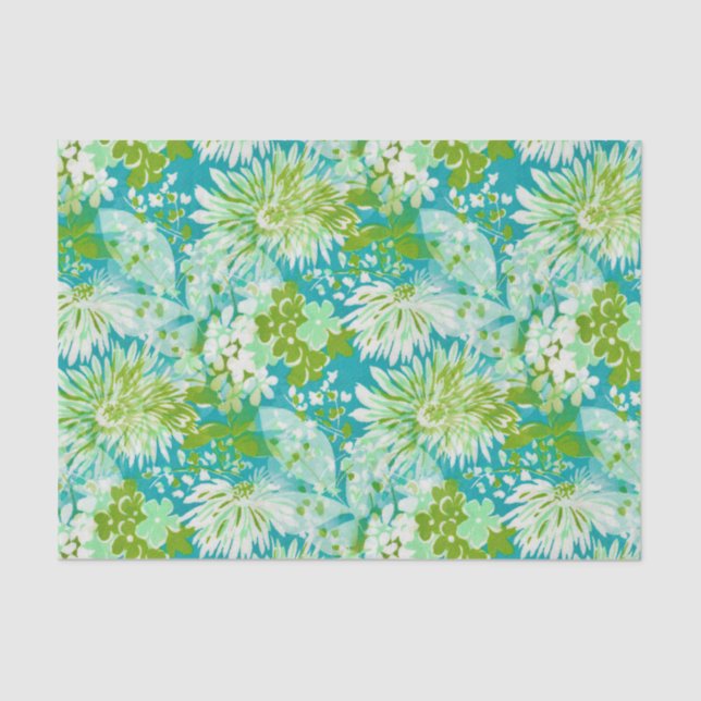 Vintage Quaint Spring Flowers Fabric Look Tissue Paper (Front)