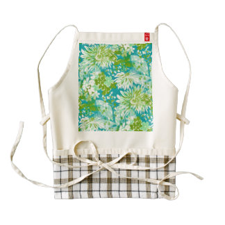 Vintage Quaint Spring Flowers Fabric Look Zazzle HEART Apron