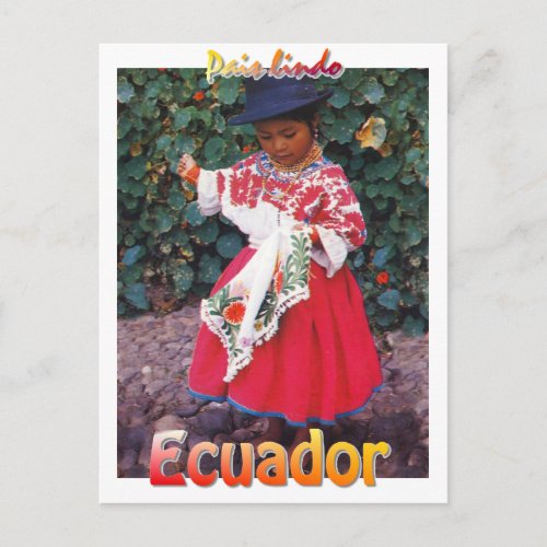 vintage Quechua Ecuador postcard girl