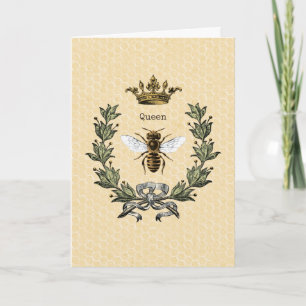Vintage Queen Bee and Crown Card