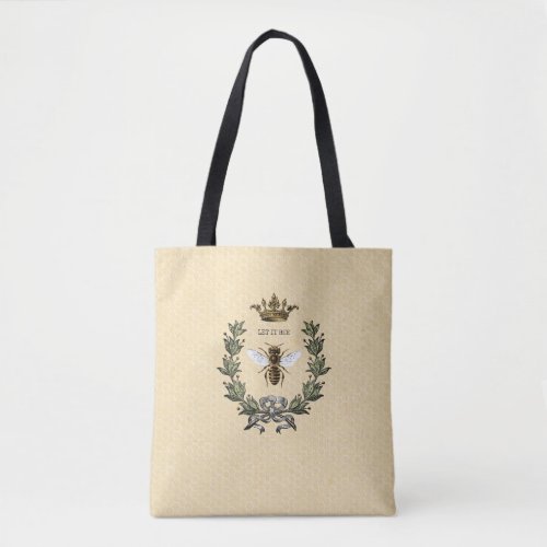 Vintage Queen Bee and Crown Tote Bag