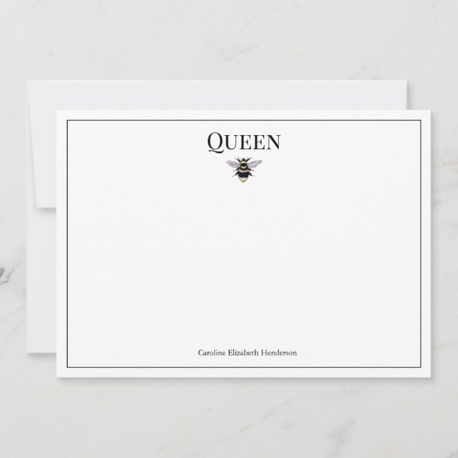 Vintage Queen Bee Classic Personalized Note Card (Front)