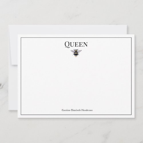 Vintage Queen Bee Classic Personalized Note Card