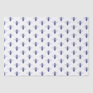 Vintage Queen Bee Drawing in Blue Tissue Paper