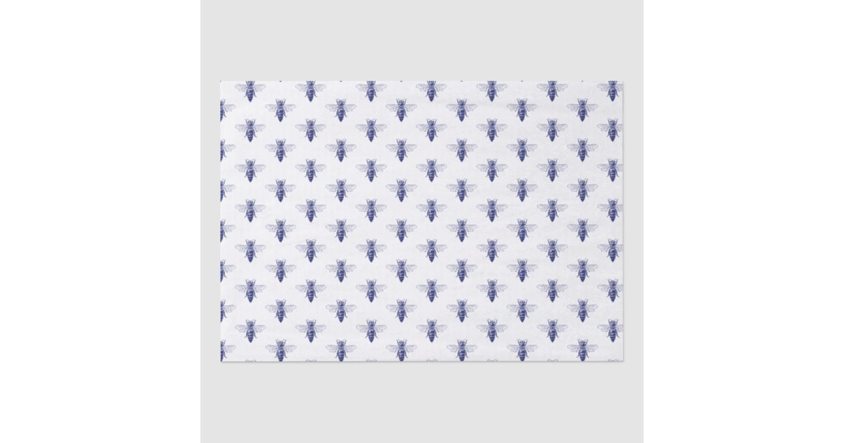 Vintage Queen Bee Drawing in Blue Tissue Paper | Zazzle