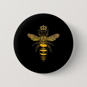 Vintage Queen Bee Earth Day Nature Love Save The B Button