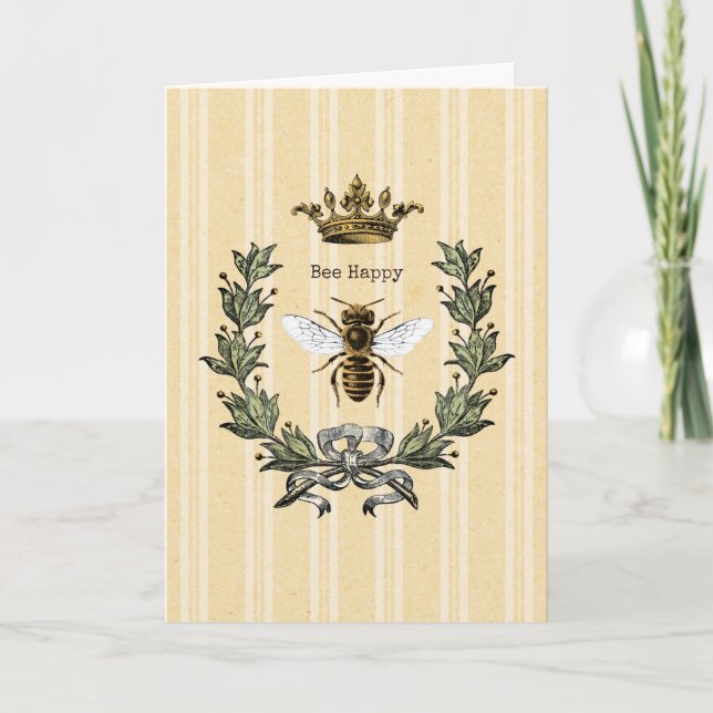 Vintage Queen Bee Happy Birthday 2 Card (Front)