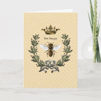 Vintage Queen Bee Happy Birthday 3 Card by Charmalot at Zazzle