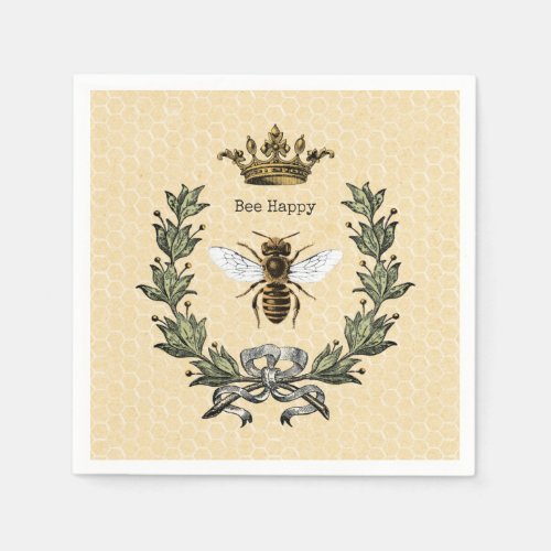 Vintage Queen Bee Happy Napkins