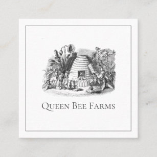 Vintage Queen Bee Hive Apiary Beekeeper Square Business Card