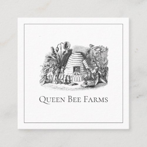 Vintage Queen Bee Hive Apiary Beekeeper Square Business Card